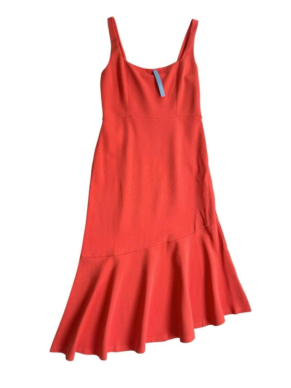 Anthropologie Ariana Square Neck Asymmetrical Ruffle Flounce Hem Dress